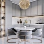 Луксозни кухни в различни интериорни стилове Луксозна кухня с кръгла трапезна маса