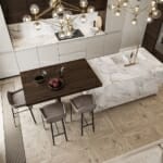 Луксозни кухни в различни интериорни стилове Луксозна кухня с орех и мрамор