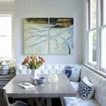 70 Идеи за трапезен кът в кухнята Бял текстилен кухненски ъгъл