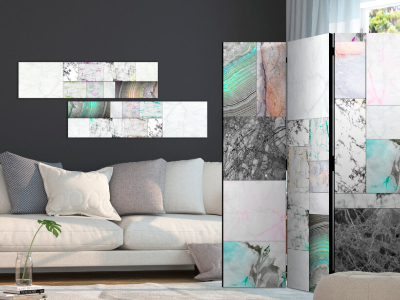 Трикрилен параван Marble Slabs