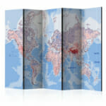 Двустранен интериорен параван с географска карта на света