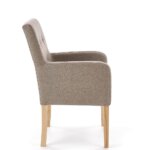 Кресло от масивно дърво и дамаска в светли тонове   профил