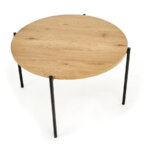 Кръгла трапезна маса в комбинация златен дъб и черно   отгоре