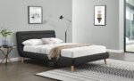 Модерно тапицирано легло на крачета-тъмносив цвят