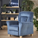 Фотьойл с релакс механизъм от дърво и текстил в син цвят