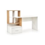 Дървено бюро за домашен офис в 2 цвята с мини секция златен дъб