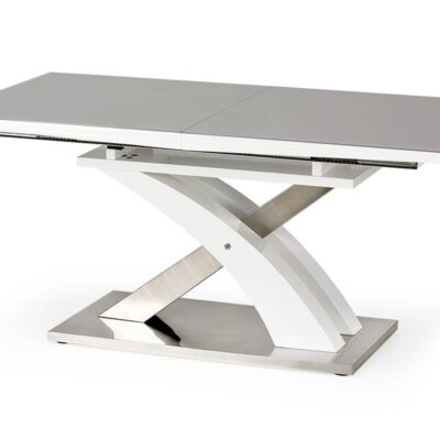 Модерна трапезна маса в сиво и бяло с функция разтягане - отпред