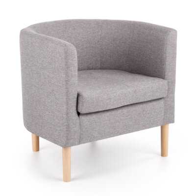 Ниско кресло със сива текстилна дамаска Орион