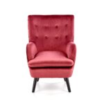 Елегантен фотьойл с дамаска от кадифе Primo бордо, отпред