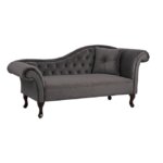 Лежанка-канапе в сиво кадифе - десен ъгъл