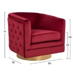 Комфортен фотьойл от кадифе и капитонаж на облегалката в бордо размери