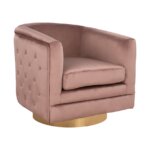 Комфортен фотьойл от кадифе и капитонаж на облегалката в розово