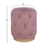 Табуретка Каси с кръгла метална основа и кадифе в розово размери