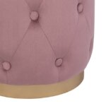 Табуретка Каси с кръгла метална основа и кадифе в розово детайли