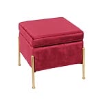 Кадифена табуретка ракла със златисти крачета Маргит-червен