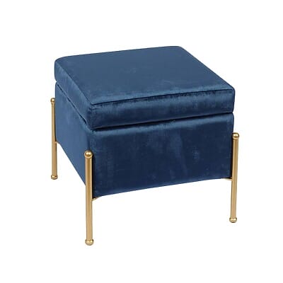 Кадифена табуретка ракла със златисти крачета Маргит-син