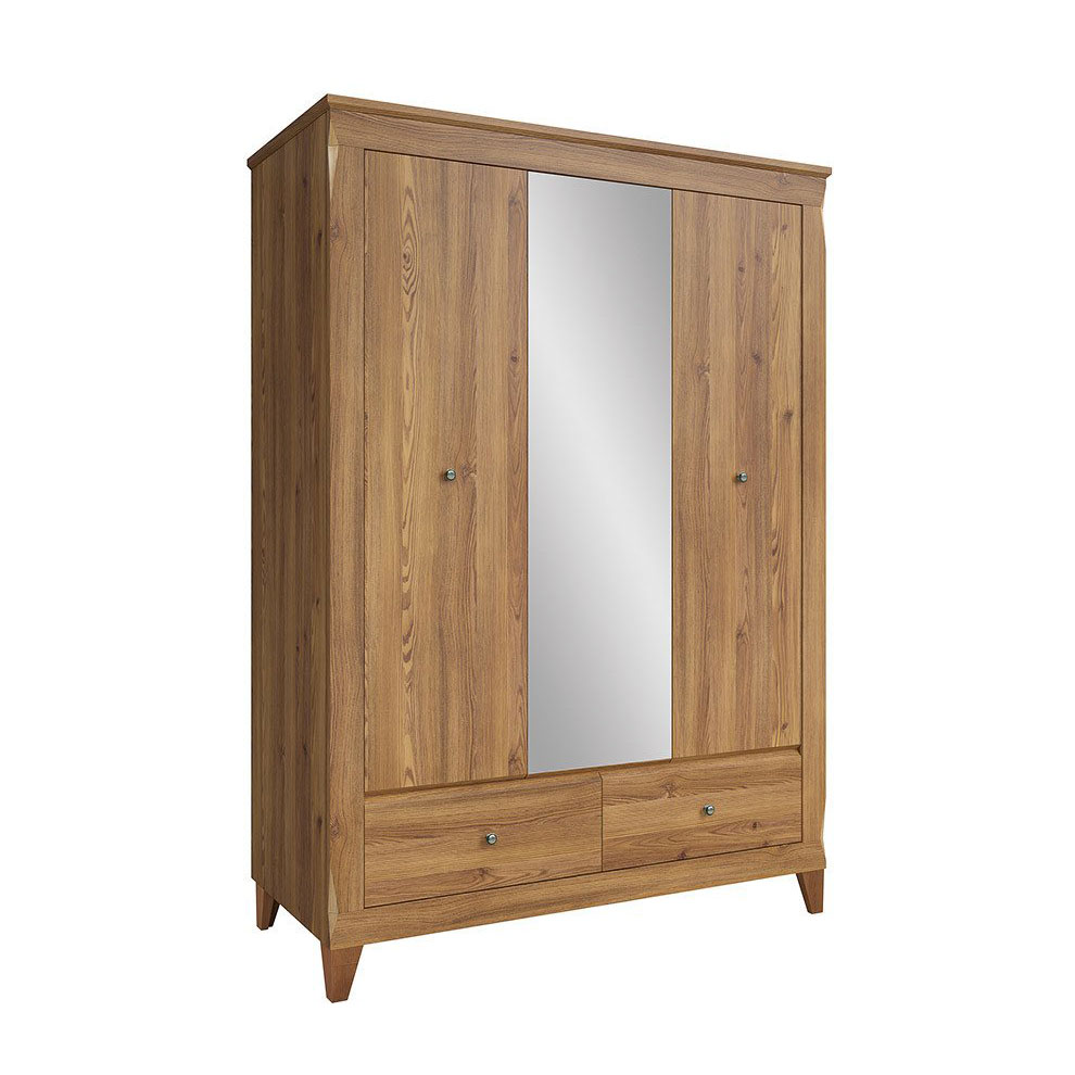 Трикрилен гардероб с огледало и 2 чекмеджета Берген Трикрилен гардероб с огледало и 2 чекмеджета Берген