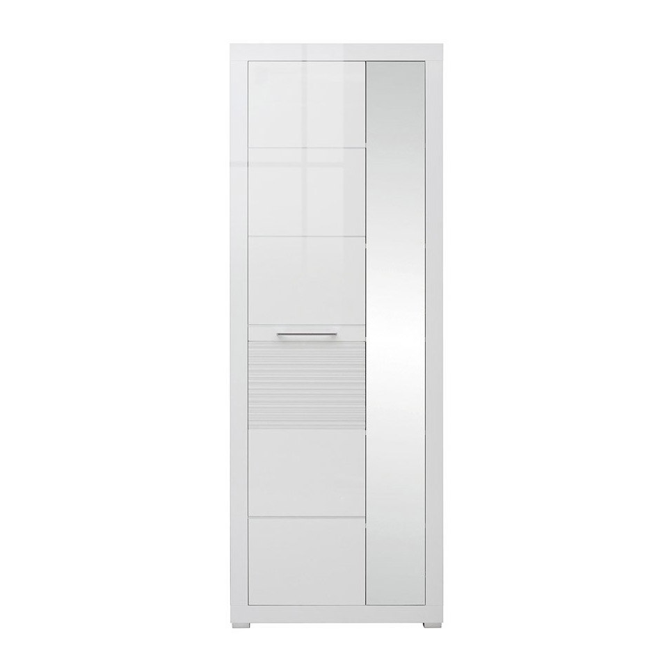 Висок бял шкаф за антре с огледало Флеймс – GRANDecor.bg
