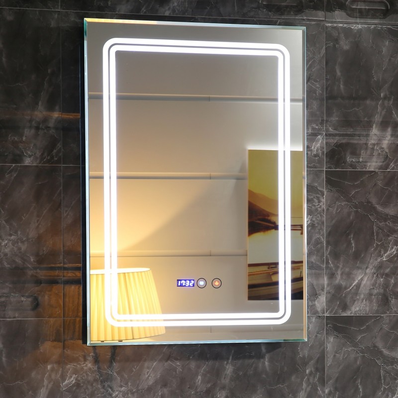 LED огледало с вграден часовник и индикатор за температура – GRANDecor