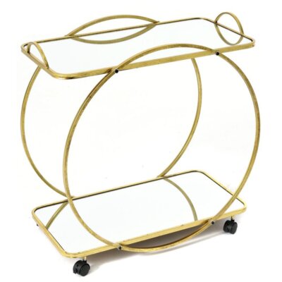 Подвижна конзолна маса в златисто и два огледални плота