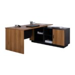 Ъглово офис бюро с шкаф и 4 рафта Супра - с десен ъгъл