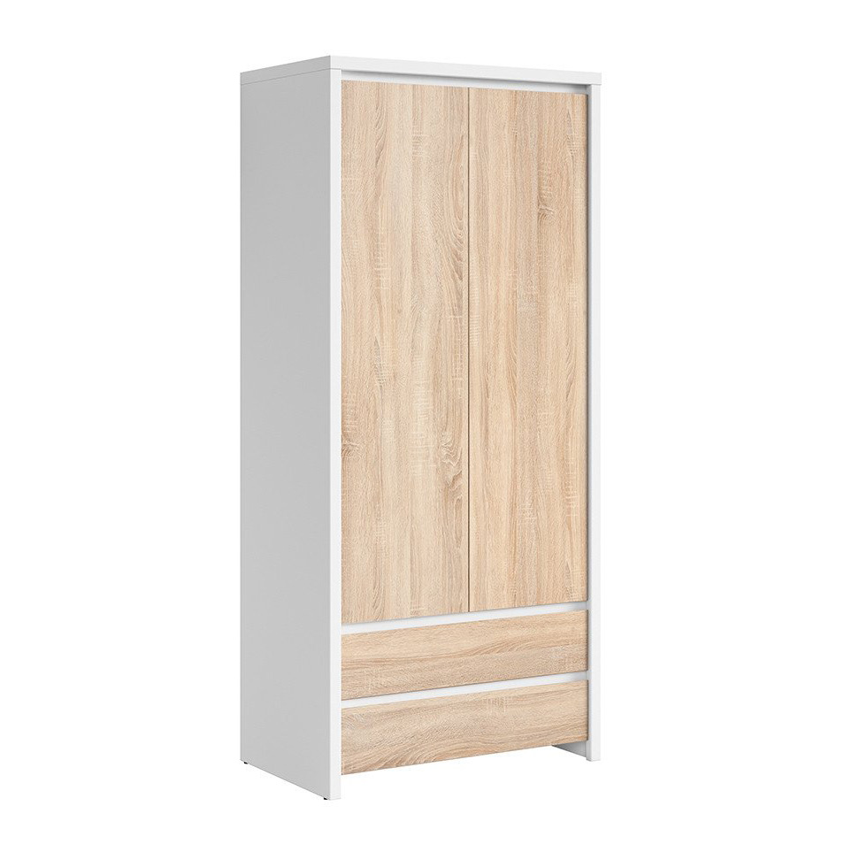 Двукрилен гардероб Каспиан Дъб сонома с бял корпус Двукрилен гардероб Каспиан Дъб сонома с бял корпус