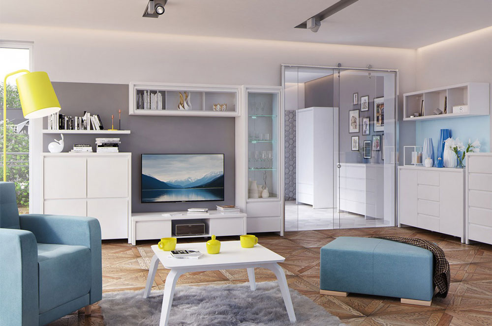 Модулна система Каспиан Бял за всекидневна