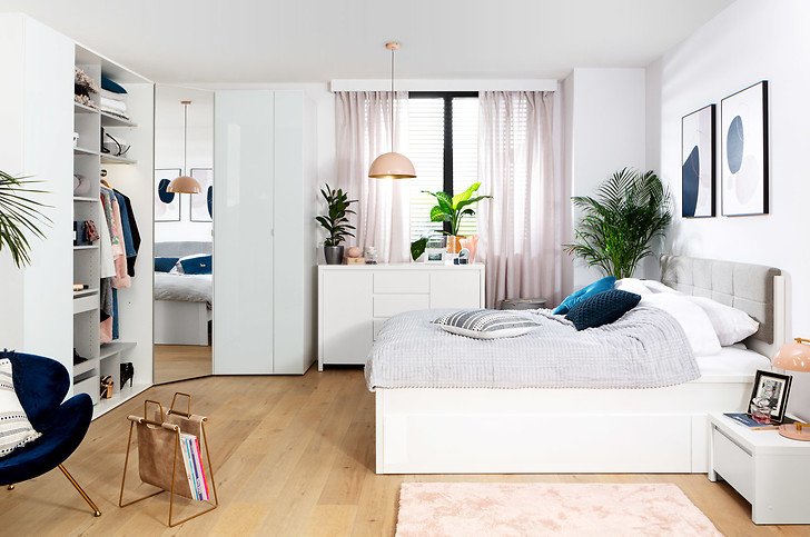 Модулна система за спалня Каспиан Бял Гланц