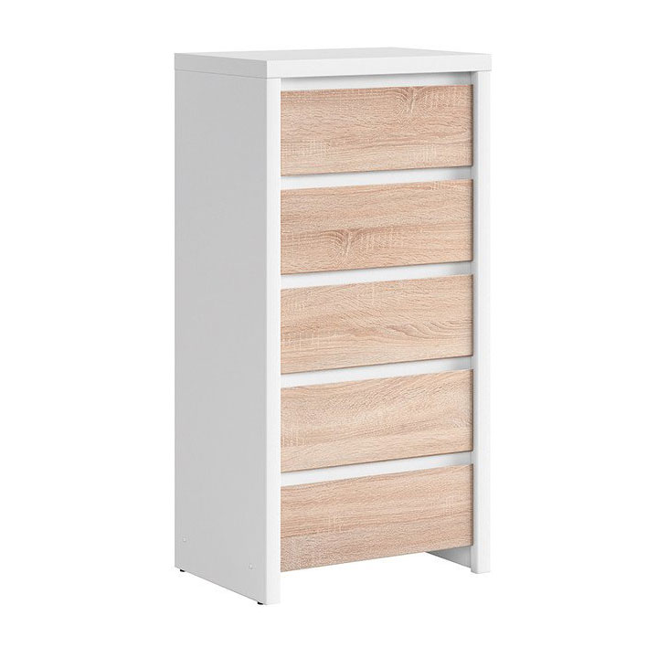 Скрин с 5 чекмеджета Каспиан Дъб сонома с бял корпус Скрин с 5 чекмеджета Каспиан Дъб сонома с бял корпус