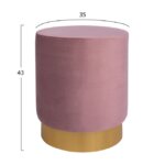 Кръгла табуретка с метална основа в златисто и сребристо розов, размери