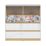 Модерен скрин с открит рафт Нанду - чекмедже с комикс - отпред