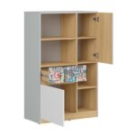 Трицветен шкаф с открити рафтове Нанду - детайл комикс - разпределение