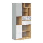 Висок шкаф с открити рафтове и флорални детайли Нанду