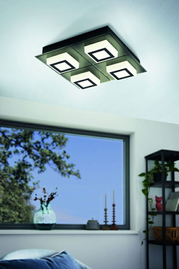 Черен LED плафон/аплик Masiano 1 с 4 тела - декор