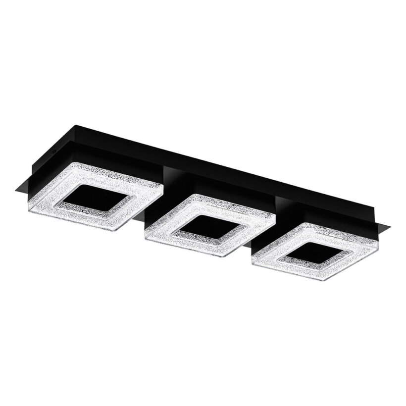 Черен LED плафон/аплик с кристали Fradelo 1 с 3 тела