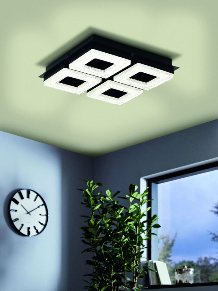 Черен LED плафон/аплик с кристали Fradelo 1 с 4 тела - декор