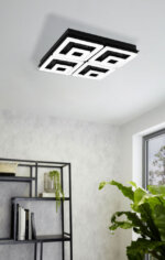 Черен LED плафон с кристали Fradelo 1 с 4 тела - декор