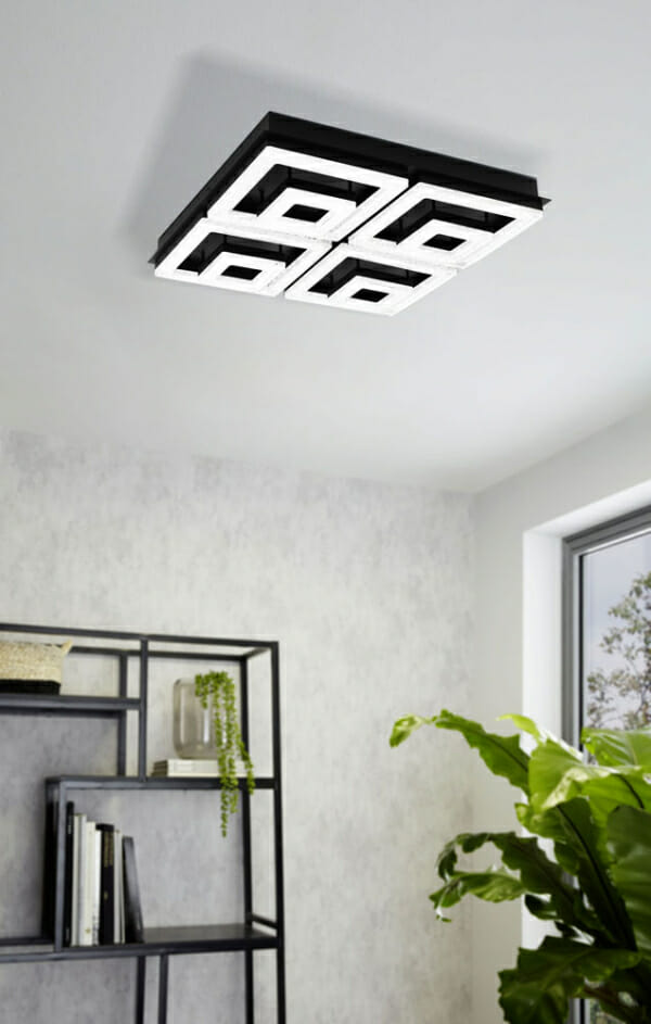 Черен LED плафон с кристали Fradelo 1 с 4 тела - декор