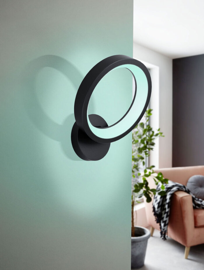 Smart LED аплик с ринг в черно-бяло Marghera-C - декор