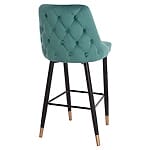 Бар стол от кадифе с метални крака-зелен, гръб