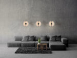 Кръгъл LED аплик от метал в черно и бяло - интериор
