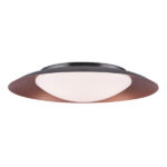 LED плафон/аплик с кръгла рамка в черно и мед - размер 1