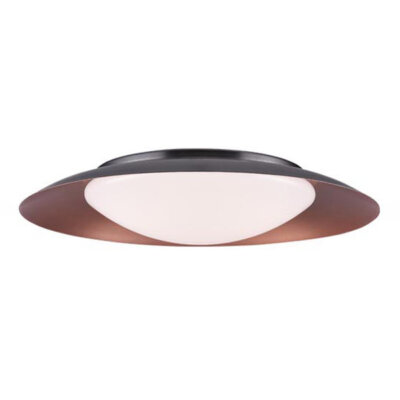 LED плафон/аплик с кръгла рамка в черно и мед - размер 1