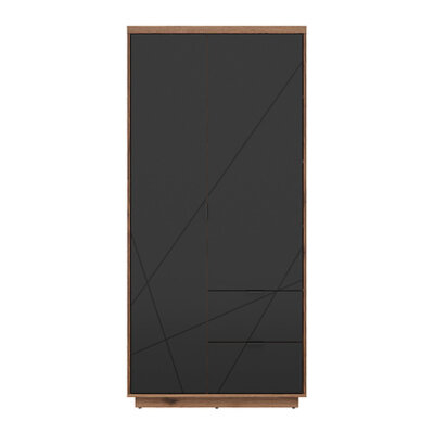 Двукрилен гардероб с фрезовка Форн в дъб делано и черен мат - отпред