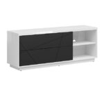 ТВ шкаф с геометрична декорация Форн (4 цвята) - бял гланц/черен мат