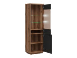 Висок шкаф витрина Форн в цвят дъб делано и черен мат - разпределение