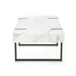 Холна маса с плот като бял мрамор и черна основа странично