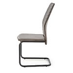 Модерен трапезен стол с кадифе и метал-сив цвят, отстрани