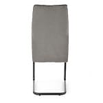 Модерен трапезен стол с кадифе и метал-сив цвят, отзад