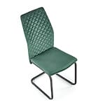 Модерен трапезен стол с кадифе и метал-тъмнозелен цвят, отгоре